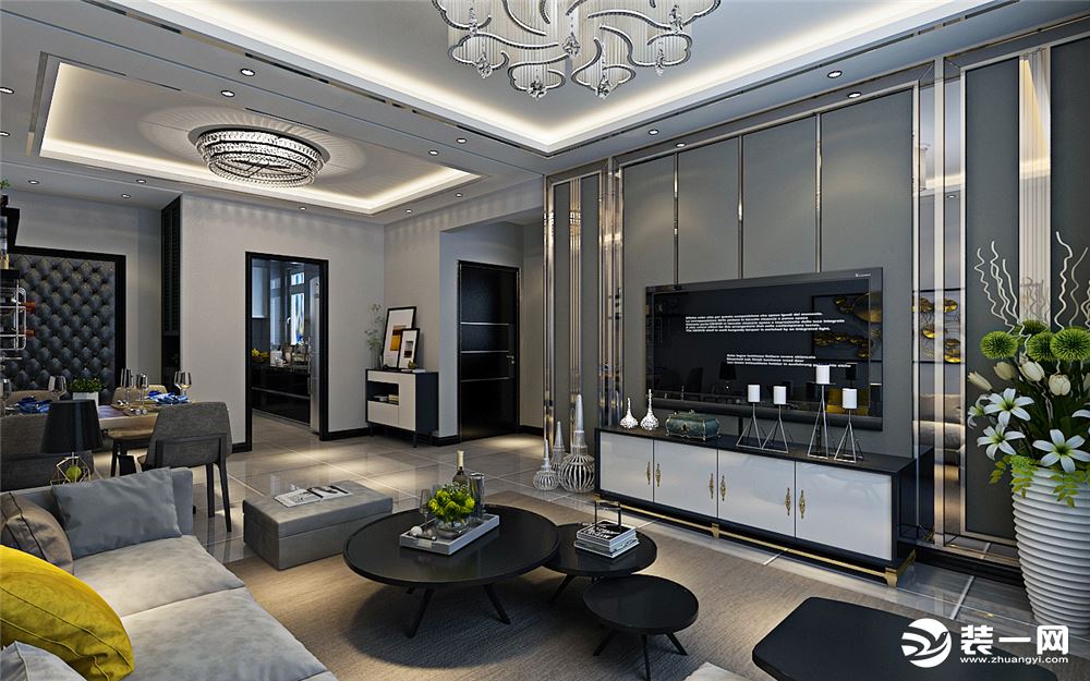 哈尔滨华润装饰 保利观澜62㎡两室一厅一厨一卫现代风格客厅效果图