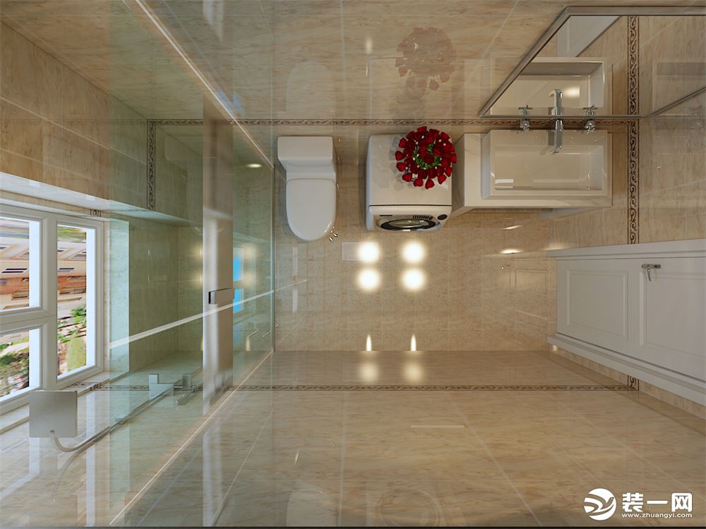 哈尔滨华润装饰 丽兹江畔81㎡ 三室两厅现代简约卫生间装修效果图