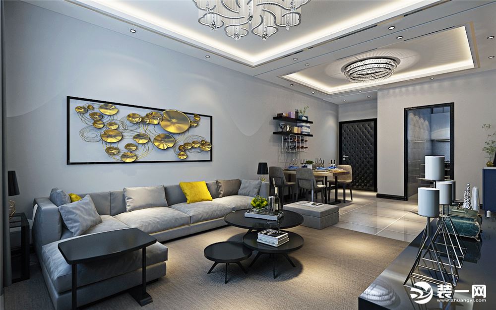 哈尔滨华润装饰 保利观澜62㎡两室一厅现代风格效果图