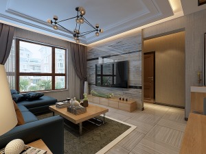 哈尔滨华润装饰 富力城57㎡两室两厅一卫现代简约风效果图