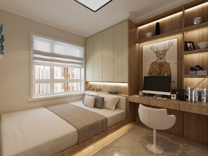 哈尔滨华润装饰 丽兹江畔81㎡ 三室两厅现代简约卧室装修效果图