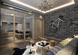哈尔滨华润装饰 阳光印象53㎡ 两室一厅 北欧风格客厅效果图