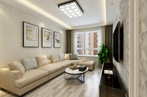 哈尔滨华润装饰 东直家园55㎡两室两厅一卫现代简约风格效果图