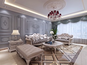 哈尔滨华润装饰 中房金蓝湾90㎡三室两厅欧式风格效果图