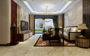 哈尔滨华润装饰 华鸿金色柏林115㎡三室两厅两卫中式风格效果图