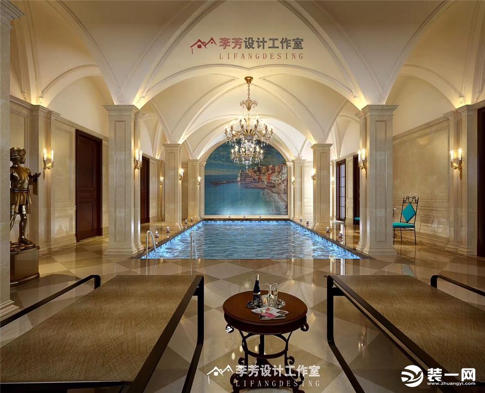 成都龙发装饰雍湖湾别墅轻奢法式风格效果图--泳池