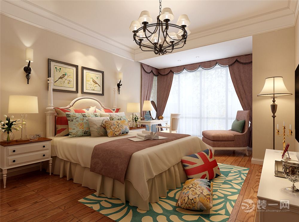 玫瑰园美式风格卧室效果图