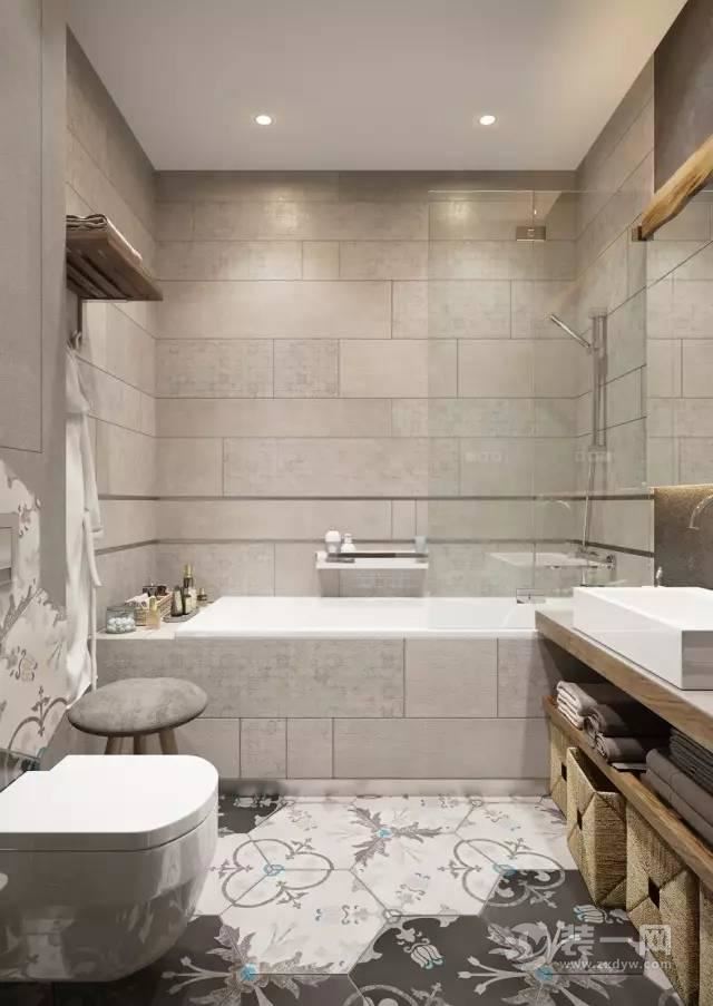 卫生间浴室的六边形花砖甚是好看