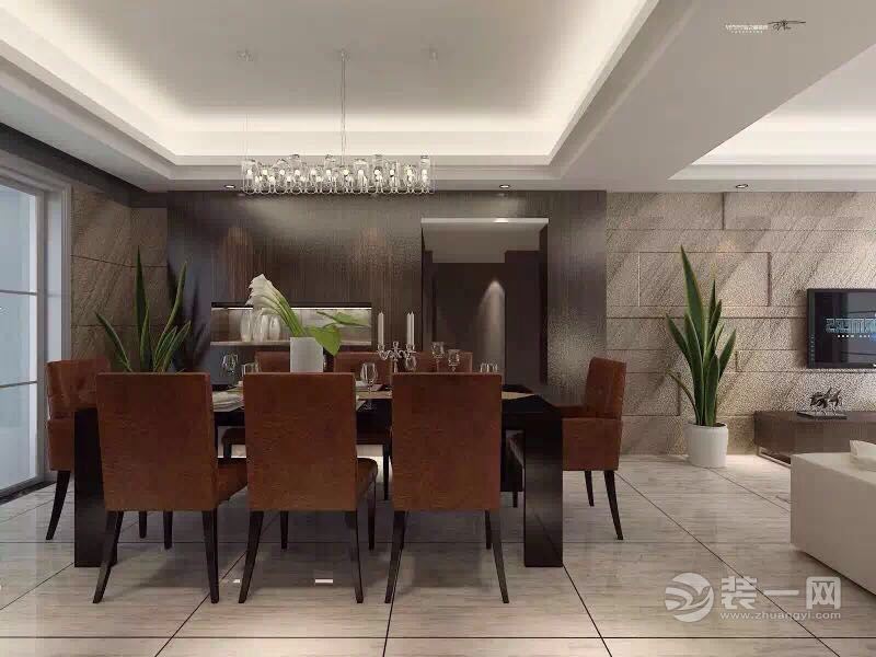 武汉幸福时代大户型200平现代风格家装餐厅效果图