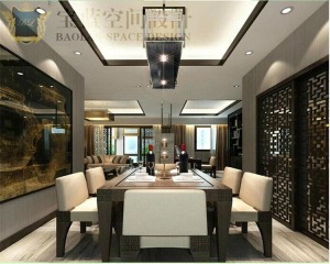 5武汉水晶郦都120平三居室中式风格装修