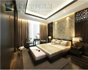 6武汉水晶郦都120平三居室中式风格装修