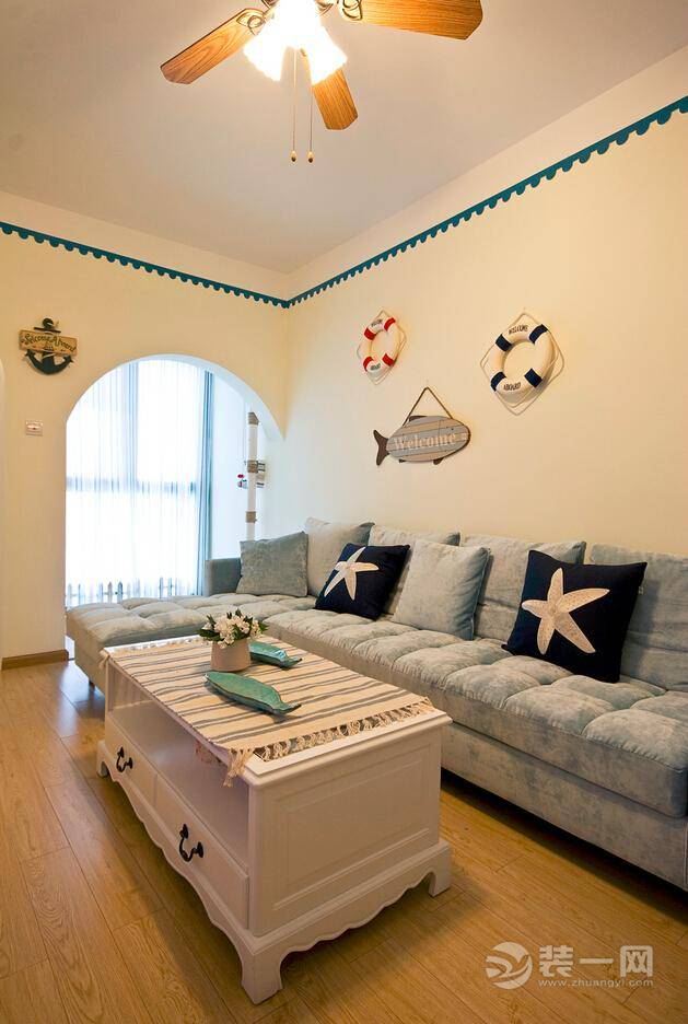 碧水蓝庭80平纯美地中海两居室案例赏析客厅效果图
