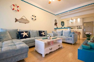 碧水蓝庭80平纯美地中海两居室案例赏析客厅效果图