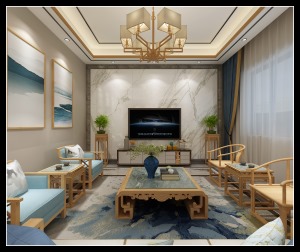 南宁山渐青420㎡新中式风格别墅设计，造型家具颜色完美搭配