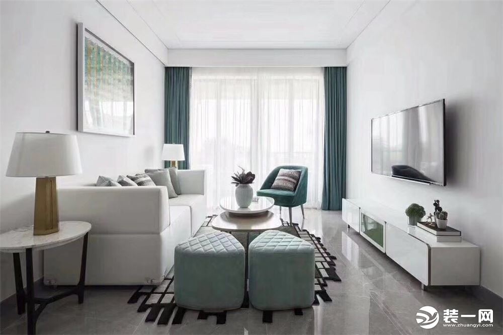西安全包家装公司-西安紫苹果装饰台北湾90㎡两室北欧风格最新整装8.0精装带全房家具