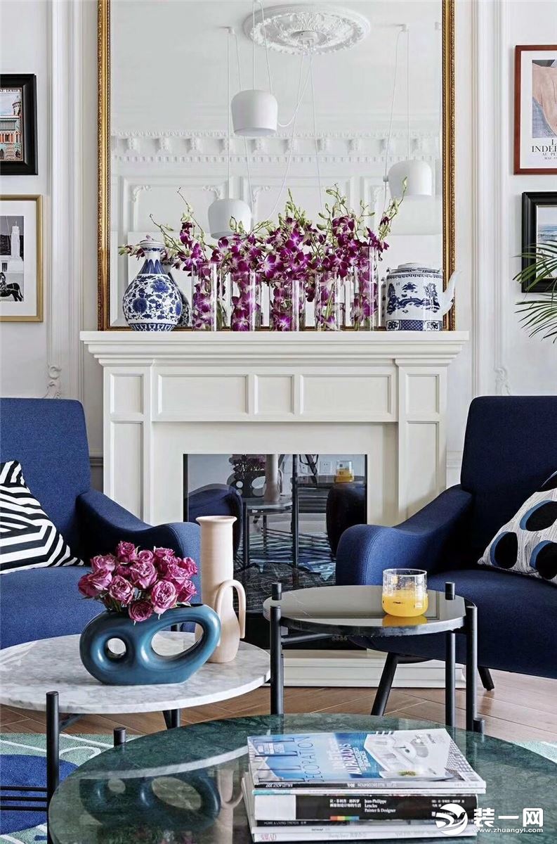 富平富士来140㎡西安紫苹果装饰法式风格设计效果案例-沙发背景墙设计效果