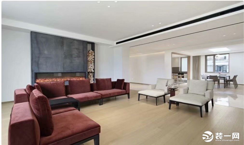 西安紫苹果装饰集团盛龙广场130㎡现代简约风格设计-客厅沙发设计效果图