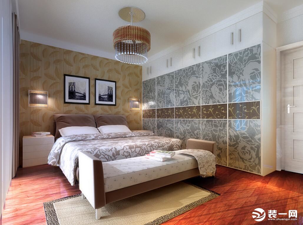 荔枝湾90平米两室陕西紫苹果简约风格设计效果图案例-卧室造型设计