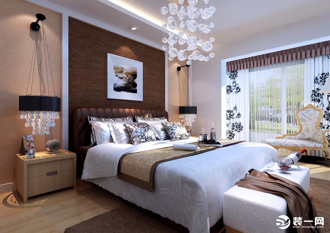 荔枝湾90平米两室西安紫苹果装饰集团简约风格设计效果图案例-卧室整体造型设计