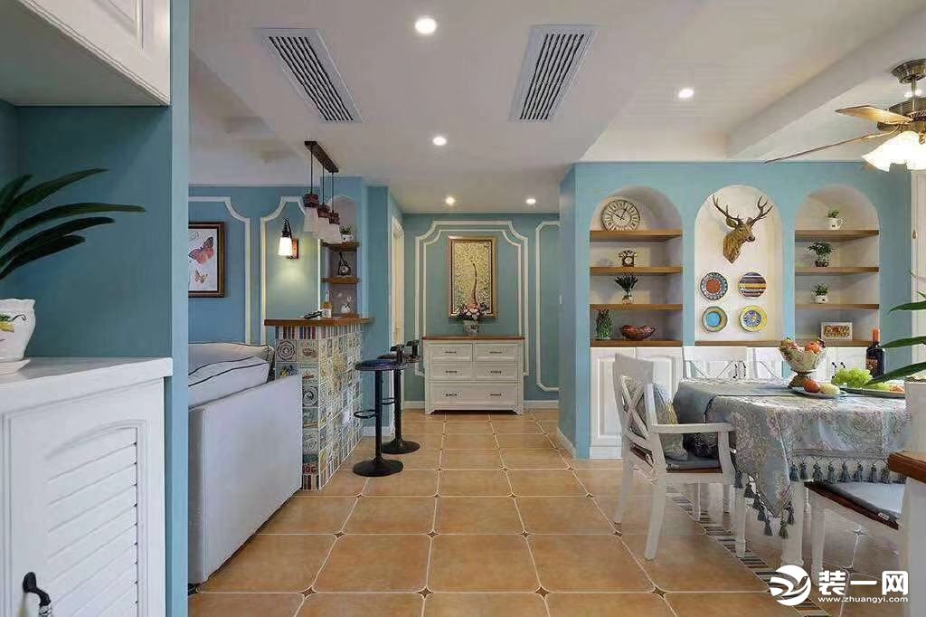 富华博派时代130㎡三室西安紫苹果地中海风格设计效果图-餐厅造型设计