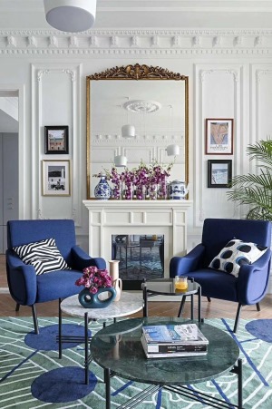富平富士来140㎡西安紫苹果装饰法式风格设计效果案例-法式客厅设计效果