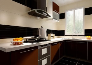 蓝光公园华府118㎡三室两厅西安紫苹果中式风格设计效果图-中式风格厨房设计