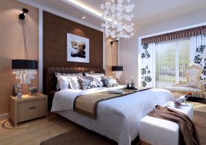 荔枝湾90平米两室西安紫苹果装饰集团简约风格设计效果图案例-卧室整体造型设计