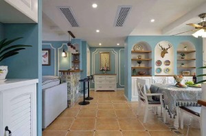 富华博派时代130㎡三室西安紫苹果地中海风格设计效果图-餐厅造型设计