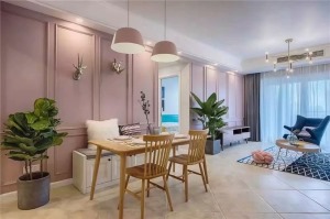 紫苹果装饰集团天福和园83㎡两居室美式风格装饰装修效果图-餐厅美式风格效果图