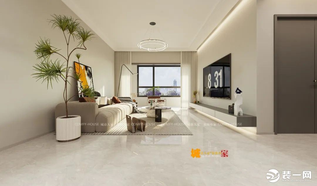 纯色的墙面与白色木色家具的搭配  让现代与自然元素完美融合