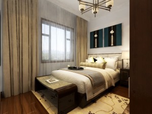 中海城瑞士郡125平三居室新古典风格装修效果图卧室