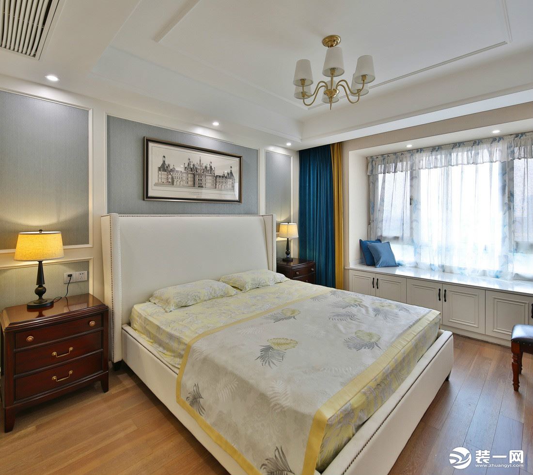 世贸翡翠首府150平方三居室美式风格卧室装修效果图
