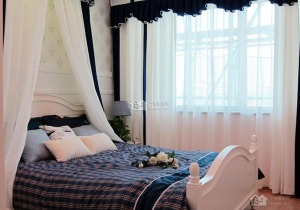 蔚蓝香廷 地中海131平米三房二厅二卫装修案例 卧室