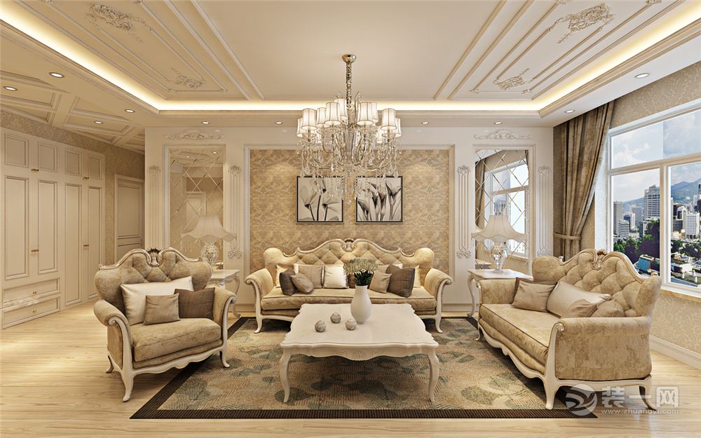 哈尔滨香醍雅诺107平米两居室欧式风格客厅沙发