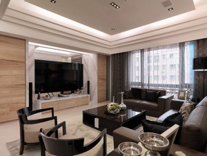 武汉东原启城160平米四居室豪宅现代简约风格  客厅