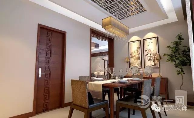 郑州城南正荣府115平三居室中式风格装修餐厅