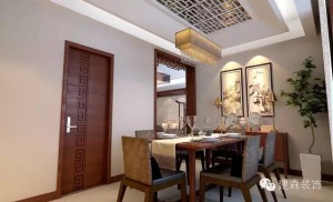 郑州城南正荣府115平三居室中式风格装修餐厅