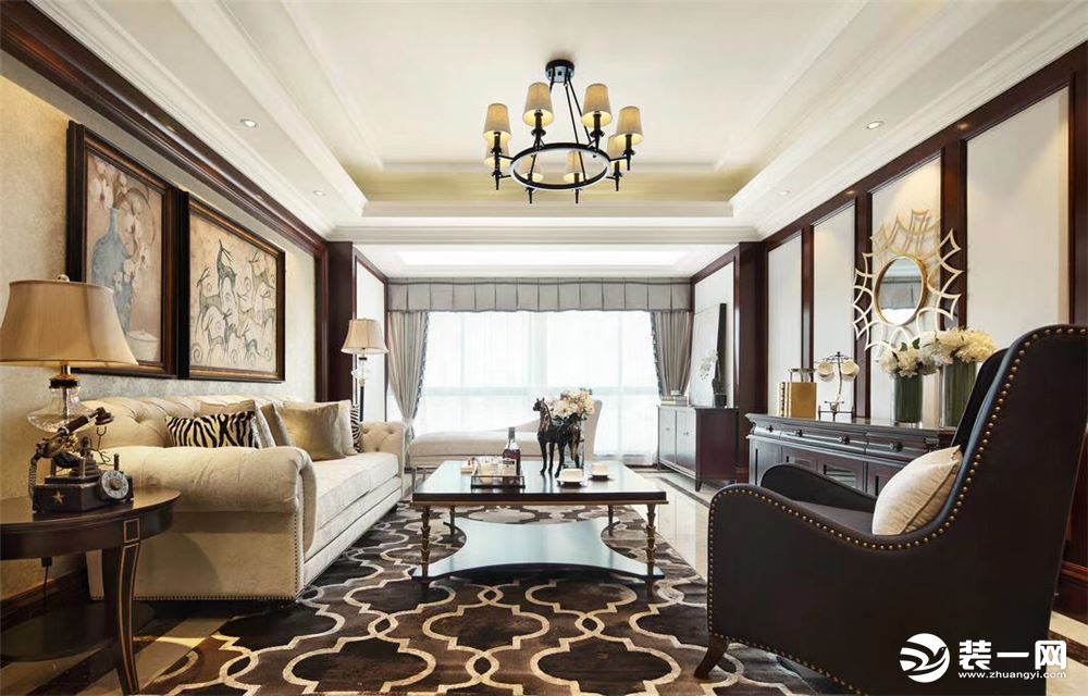 客厅白色的沙发搭配斑马纹保证增加了整个空间的一个立体感觉