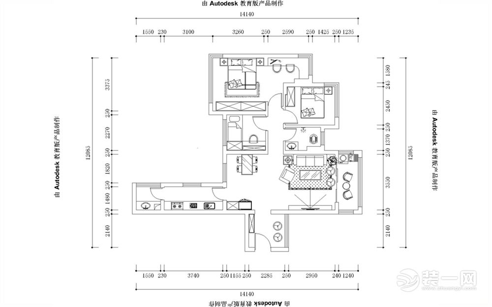 瀚林山水源85㎡现代简约装修案例全包8万