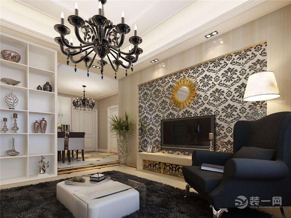 鑫远和城 128平 三居室 造价28万 混搭风格客厅