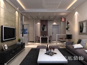 郑州正商城132平三居室现代简约案例装修效果图客厅全景
