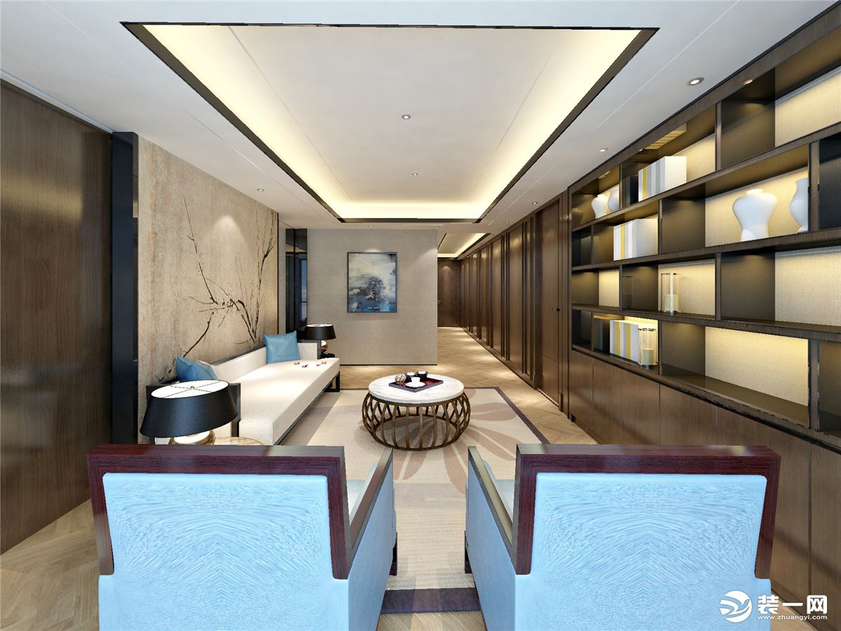 深圳红树西岸-现代风格-480㎡平层-半包80万-客厅装修效果图