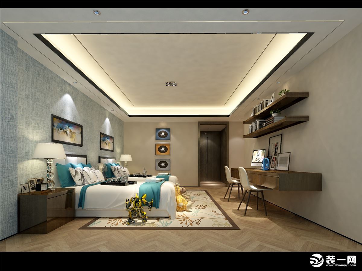 深圳红树西岸-现代风格-480㎡平层-半包80万-卧室装修效果图