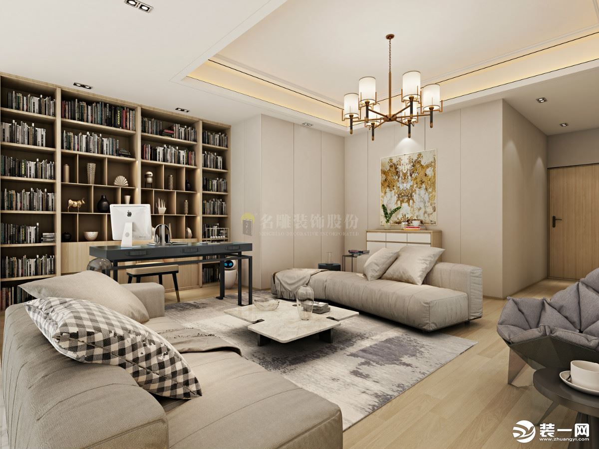 大南山紫园-新中式-520㎡五居室-会客厅装修效果图