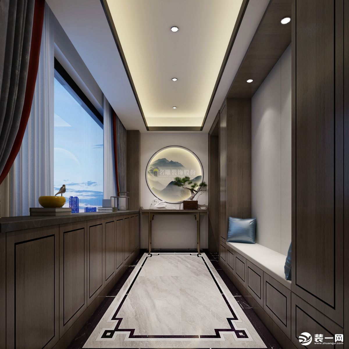 新中式禅意玄关设计，美在于心—深圳誉巢别墅装饰