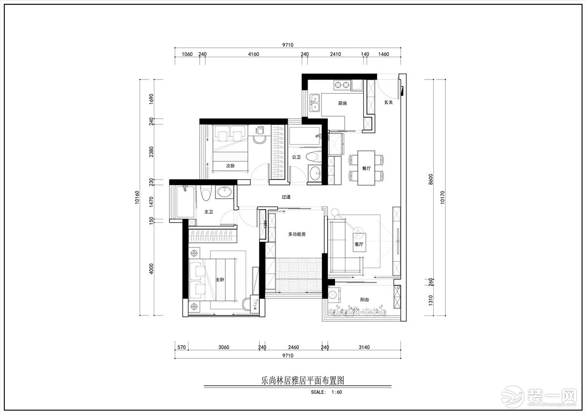 樂尚林居-現(xiàn)代-三居室-平面圖