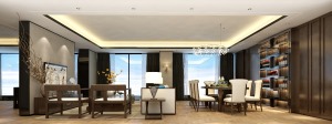 深圳红树西岸-现代风格-480㎡平层-半包80万-客厅装修效果图