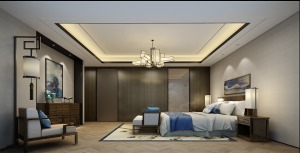 深圳红树西岸-现代风格-480㎡平层-半包80万-卧室装修效果图