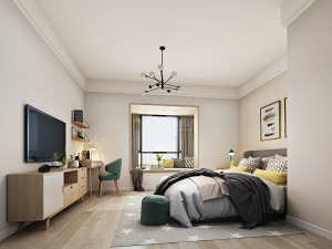 东海花园-北欧风格-165㎡平层-卧室装修效果图