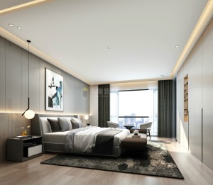 新天鹅堡-现代极简-268㎡平层-卧室装修效果图